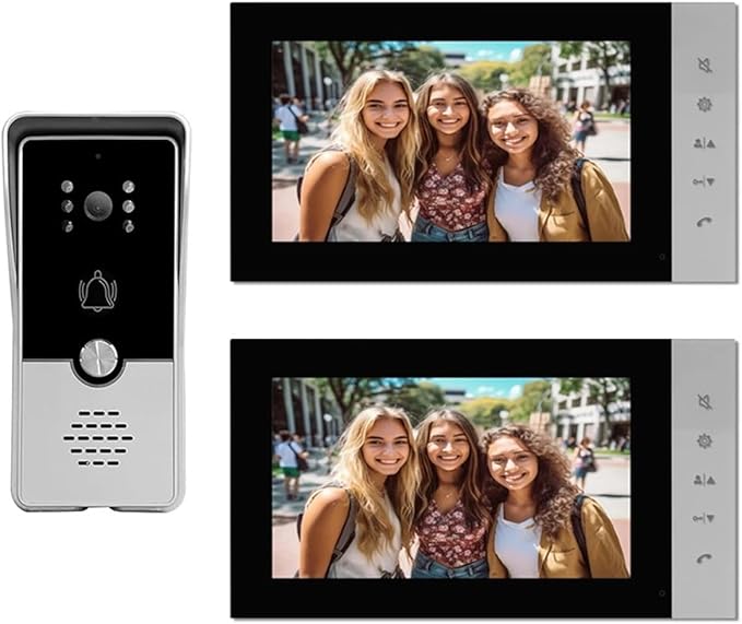 Timbre con vídeo Inteligente Videoportero cableado, 2 monitores, Puerta analógica de última neración, Puerta económica, teléfono para hogares Inteligentes, oficinas y hogares