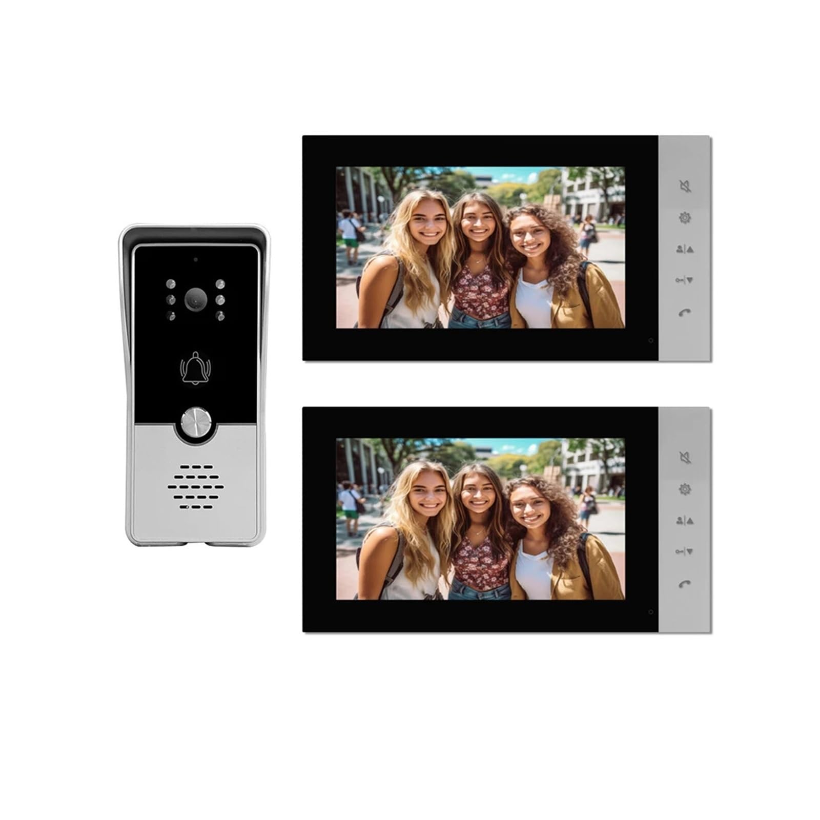 Timbre con vídeo Inteligente Videoportero cableado, 2 monitores, Puerta analógica de última neración, Puerta económica, teléfono para hogares Inteligentes, oficinas y hogares
