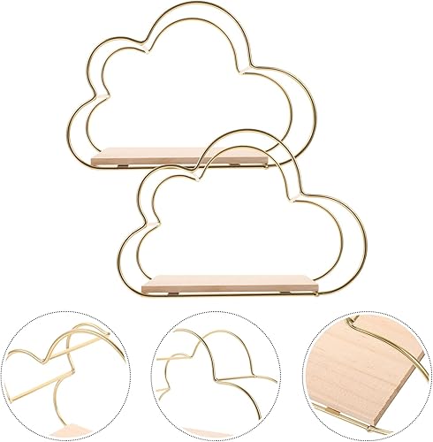 Miniatura 9 de Alipis Estante flotante de nube de 2 piezas, decoración de pared de estilo nórdico para sala de estar, dormitorio y oficina, almacenamiento