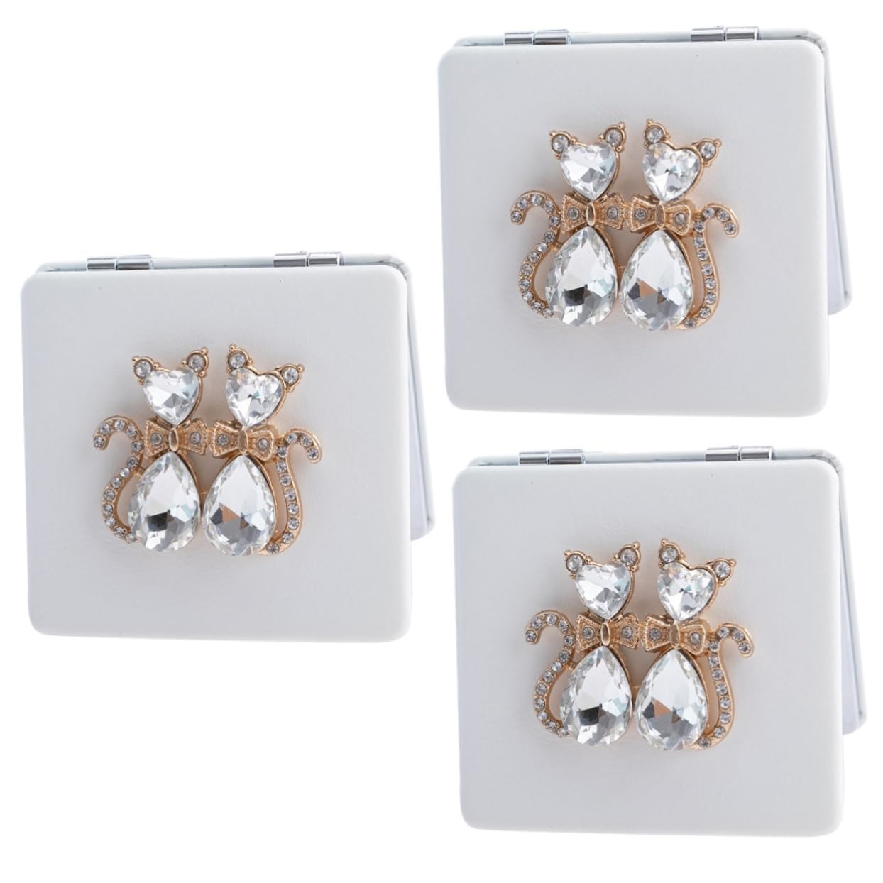 Miroir de poche compact en cuir PU Ipetboom motif chat adorable pour le sac
