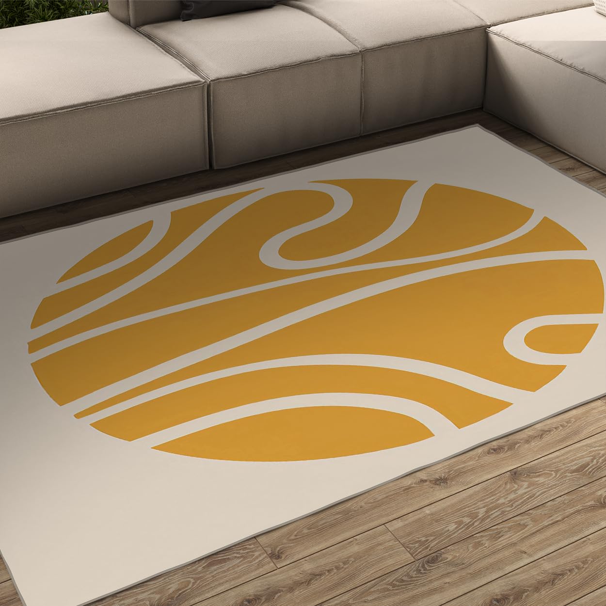 Tapis de chambre doux jaune 200x300cm tapis de sol bureau salon