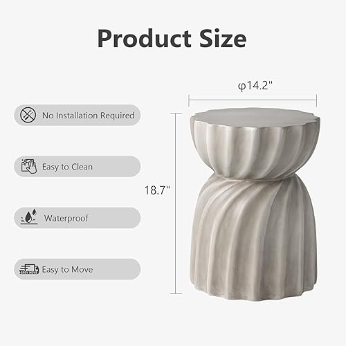 Miniatura 2 de SUNBURY Mesa auxiliar para exteriores, mesa auxiliar de 19 pulgadas de alto, mesas auxiliares de patio, mesas de café al aire libre, taburete de