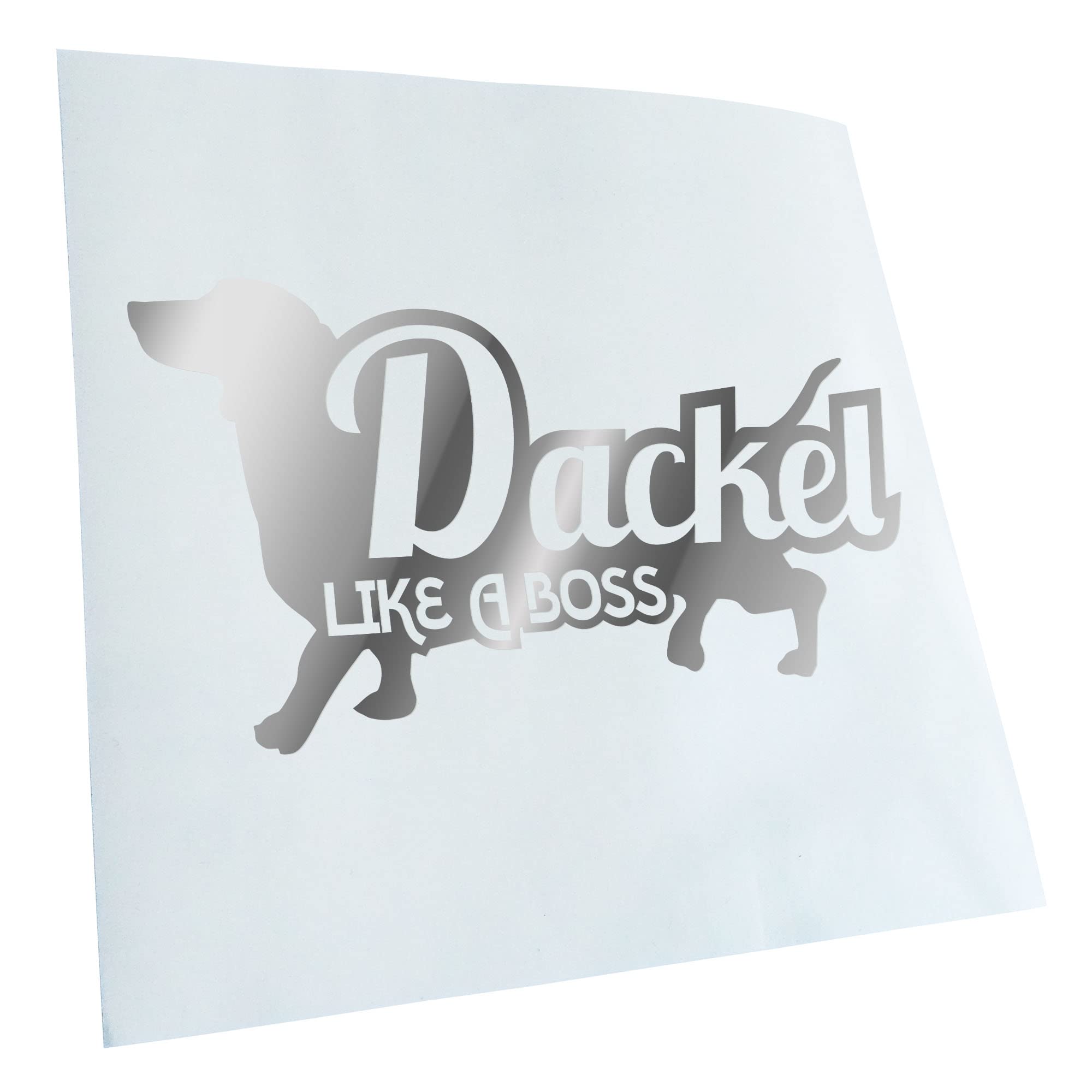 Kiwistar - Car Sticker - Chrome - 60 x 33 cm Dachshund Like a Boss Dachshund - Rear Window Car Sticker Weatherproof for Car Truck Moped Truck - Sticker Exterior Self-Adhesive Tuning Accessories for