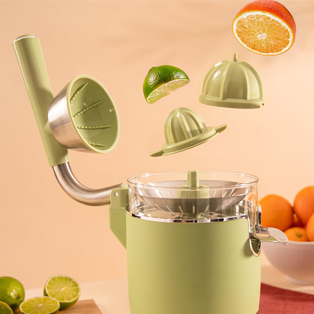 Cecotec Presse-agrumes électrique Xqueeze RetroJuice 1000 Green. Pour oranges et agrumes, 1000 W, filtre inox, 2 cônes amovibles, capacité 500 ml, compatible lave-vaisselle.