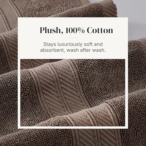 Image of Modern Threads 6 Piece Bath Towel Set - Bathroom Set with 2 Bath Towels, 2 Hand Towels, and 2 Wash Cloths - 100% Cotton, Super Absorbent & Extra Soft - Reversible Botanical Vine (Taupe Brown)