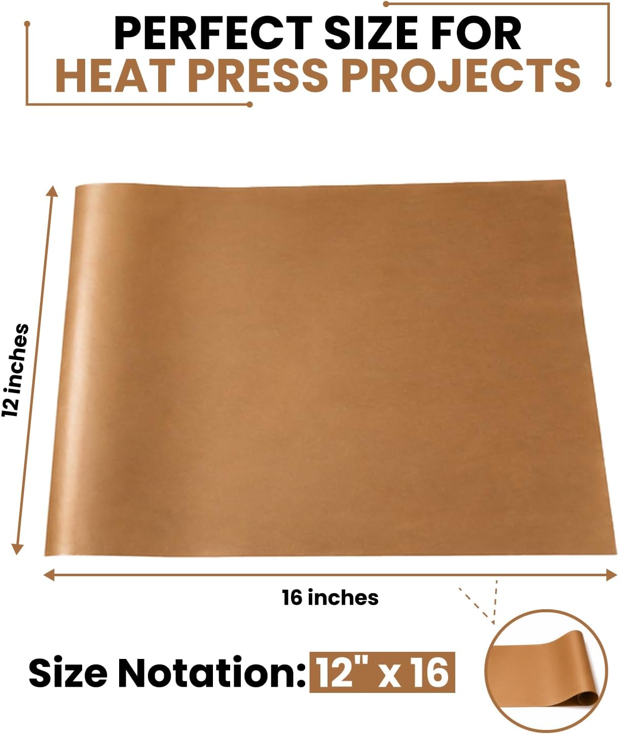 Reusable PTFE Teflon Heat Press Sheets for DTF Printing, Heat Resistant Non Stick Transfer Cover Sheets for Sublimation, HTV Vinyl, DTG & White Toner Transfers, 12 x 16 Inch, 1 Sheet Only