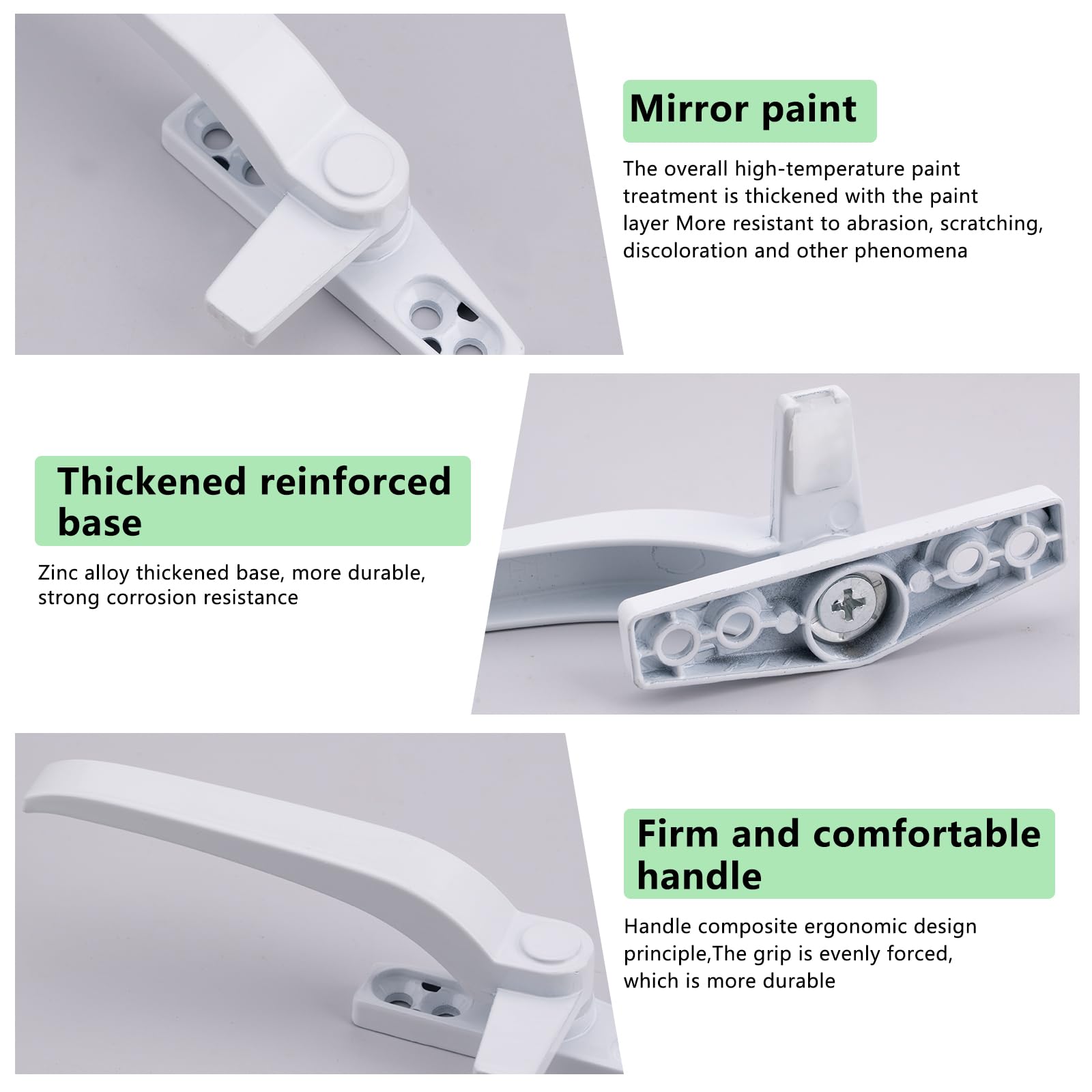 Leikedun Universal Window Handle Replacement Kit White Double Glazing Window Handles with Fixing Screws Right/Left Hand for Home Office Room Inside Outside Windows - Image 3