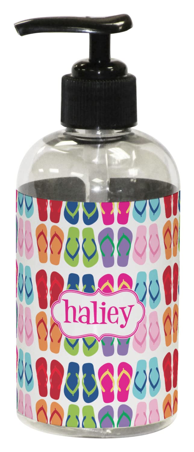 RNK Shops Personalized Flipflop Plastic Soap/Lotion Dispenser (8 oz - Small - Black)