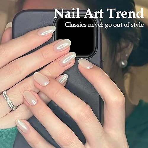 Miniatura 2 de Polvo de uñas cromado blanco claro de luna, polvo de uñas Aurora Pearl Chrome, efecto de espejo perlado mágico, brillo holográfico, polvo de