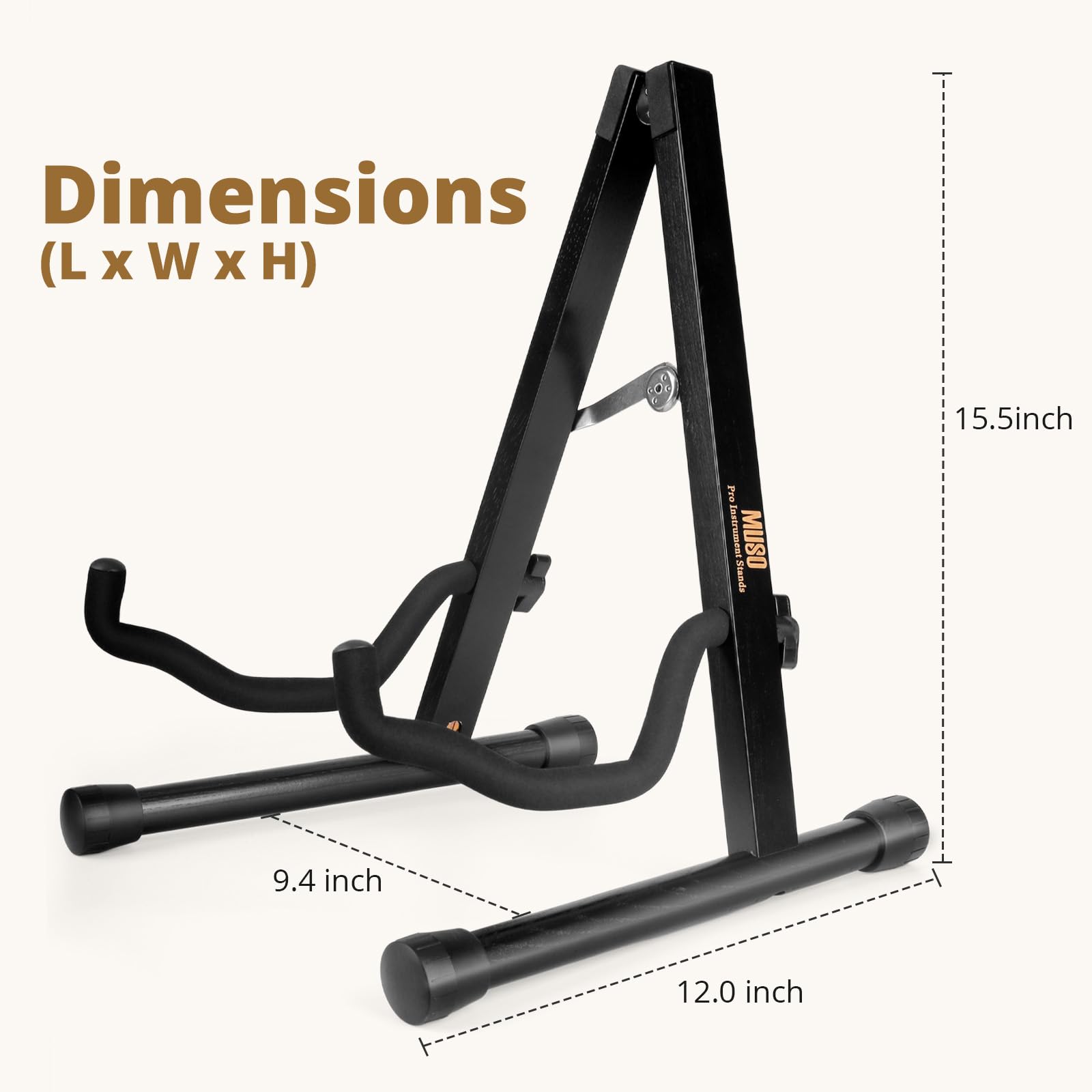 MUSO Guitar Stand,Acoustic Guitar Stand,Wood Classical Electric Guitar Stand,Foldable Bass Guitar Stand,Guitar Accessories (Hardwood Black) - Image 3