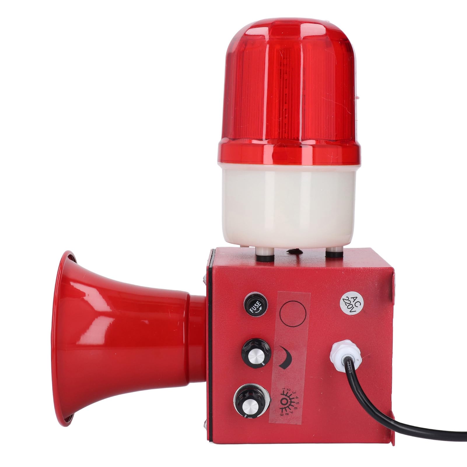 Alarma de luz y Sonido Industrial - Enchufe de EE. UU. 110 V - Luz de Advertencia de Emergencia montada en la Pared - Sirena de 130 dB con luz estroboscópica LED - 9 Sonidos