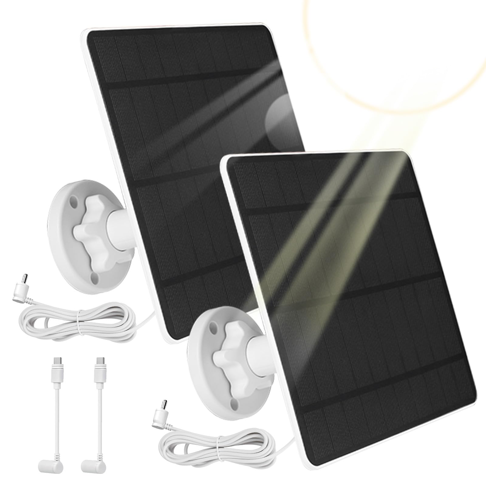 Ring Kamera Solarpanel 5W IP65 Wasserdicht 3m Kabel 360° Einstellbare Halterung 2 Pack