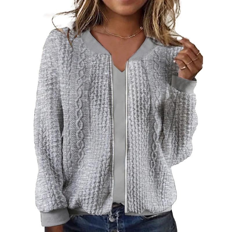 Image of Zip Up Sweatshirts for Women Casual Outfits Cardigan Outerwear Trendy Winter Jackets Coat