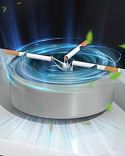 Smokeless Ashtray with Air Purification, LED Power Indicator, USB Powered, White