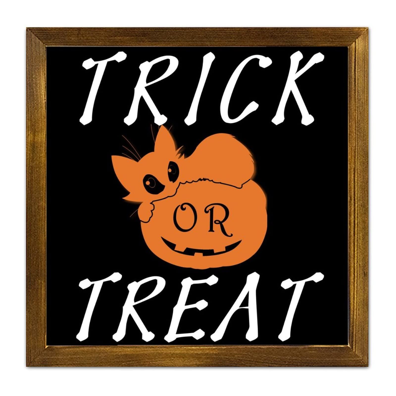 Plaque Trick or Treat de décoration murale Halloween pour maison et ferme