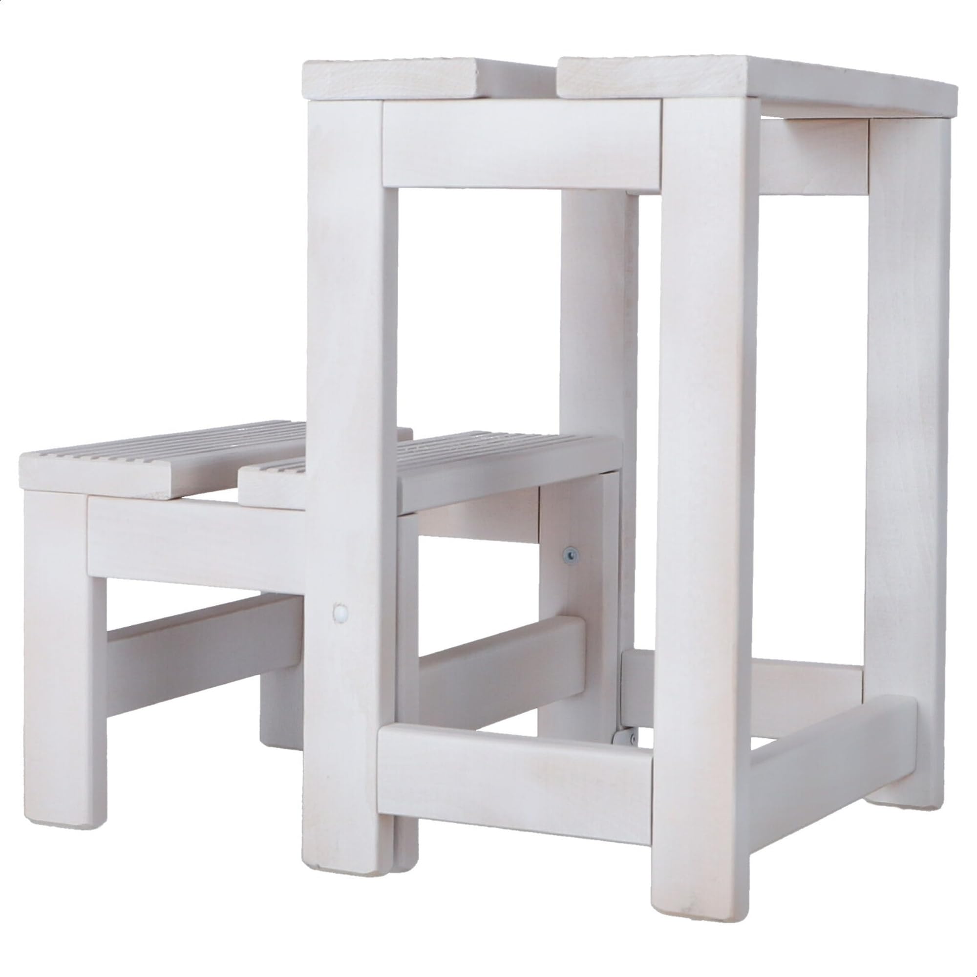 WELL HOME MOBILIARIO & DECORACIÓN Tritthocker mit 2 Stufen, aus Holz, weiß, 32 x 23 x 40 cm