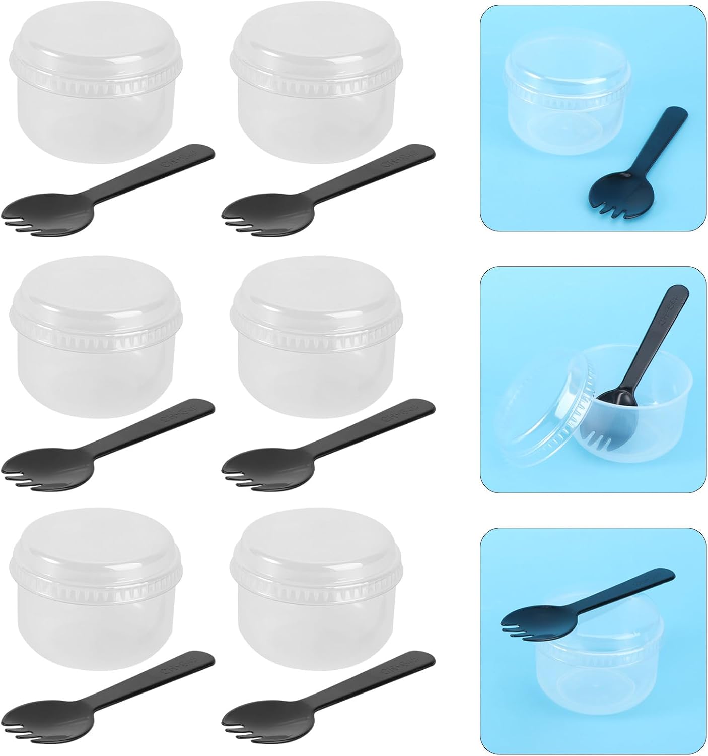 50 Sets Heat-resistant Pudding Cups with Lids round Forks, Oven-safe Dessert Containers for Baking and DIY Cake, Reusable Japanese-style Sweet Custard Beakers for Home