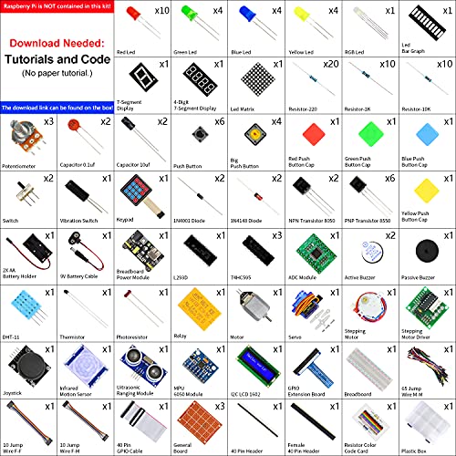 Kit de iniciante Freenove Ultimate para Raspberry Pi 4 B 3 B+, 434 páginas de tutoriais detalhados,