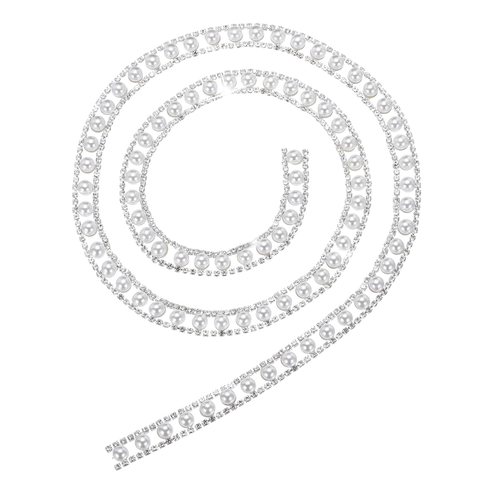sourcing map 1Yard Pearl Rhinestone Trim,Crystal Pearl Beaded Trim Chain for DIY Crafts,Bridal Decorations,Bags Decoration,Sewing