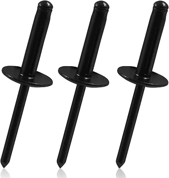 Black 3/16"x4/5" Aluminum Tri-Fold Exploding Pop Rivets | 100Pcs, Large Flange, Large Head Tri Grip, For Kayak, Automotive & Furniture