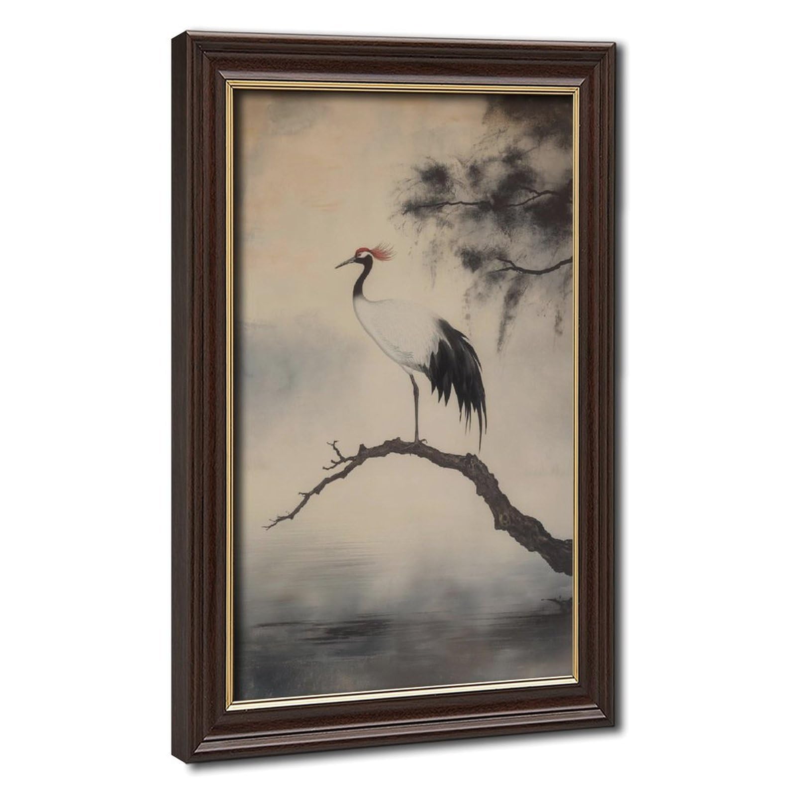 Bareronor Vintage Crane Bird Canvas Poster Bedroom Decor Landscape Office Room Decor Gift 24" L X 36" W
