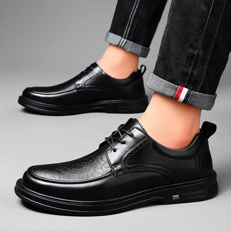 Mens Dress Oxford Shoes Vegan Leather Lace Up Wingtip Block Heel Non Slip Wedding Formal Comfortable Business Prom Tuxedo2