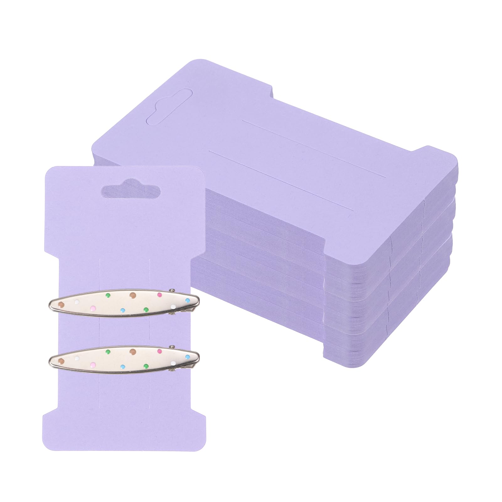 PATIKIL 200Pcs Hair Clip Display Cards, 4.5"x2.6" Kraft Paper Hair Bow Clips Holder Card Rectangle Cardboard for Barrette Headband Jewelry Storage Organizing Selling, Violet