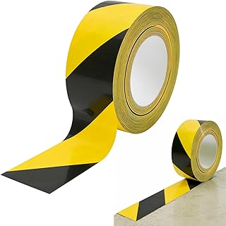 Absperrband Gelb Schwarz Klebeband 50mm x 33m Selbstklebend Markierungsband Bodenmarkierungsband Warnband