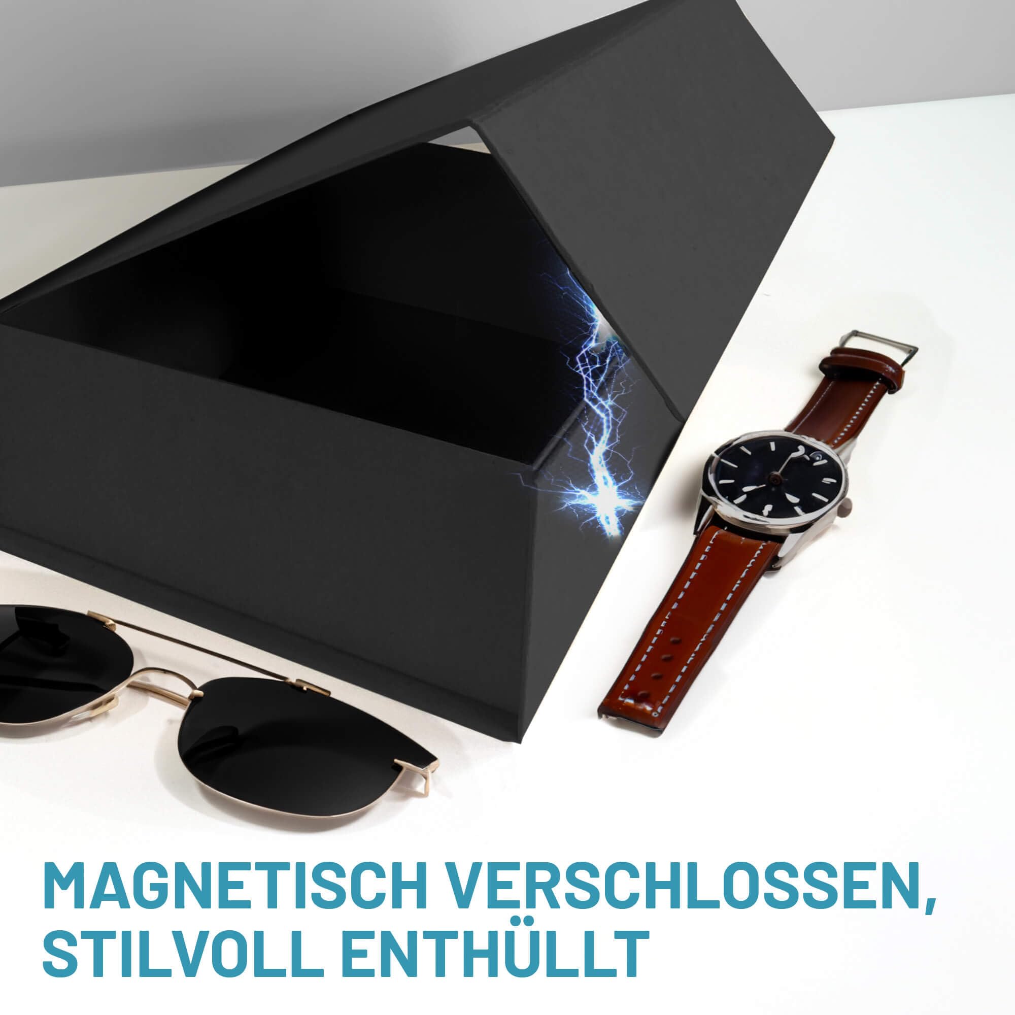 Geschenk-Box mit Deckel | 31 x 22 x 7 cm | Magnet-Verschluss | Hochzeit, Geburt, Weihnachten | Geschenk-Verpackung in Weiß