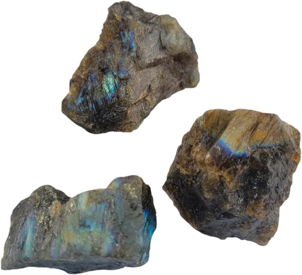 3-5Pcs Labradorite Natural Raw Crystals 1''-2'' Rough Stones Rocks for Tumbling Polishing Cabbing Gemstones Crystals and Healing Stones for Wicca Reiki,Fountian Rocks for...