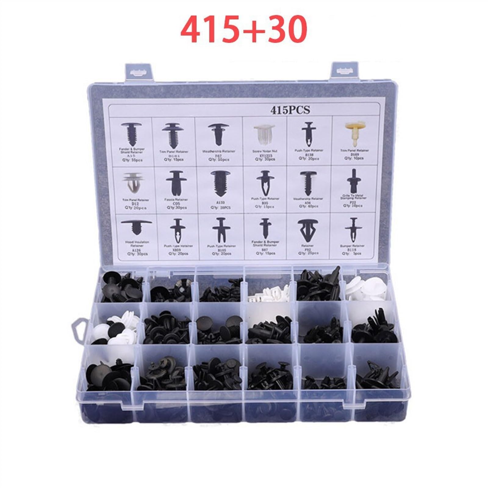 Viti e accessori 415 Pz Kit Di Clip Fissaggio Automatico Parafango Per Rivetti 30 Strumento Carrozzeria Auto Push Fermo Pin Rivetto Paraurti Porta Rivestimento Pannello