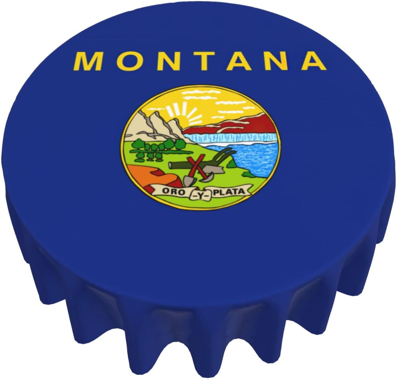 Montana State Flag Print Wrinkle Free Dining Table Cover for Birthday Party Farmhouse Tablecloths Up to 60 x 60 Inches
