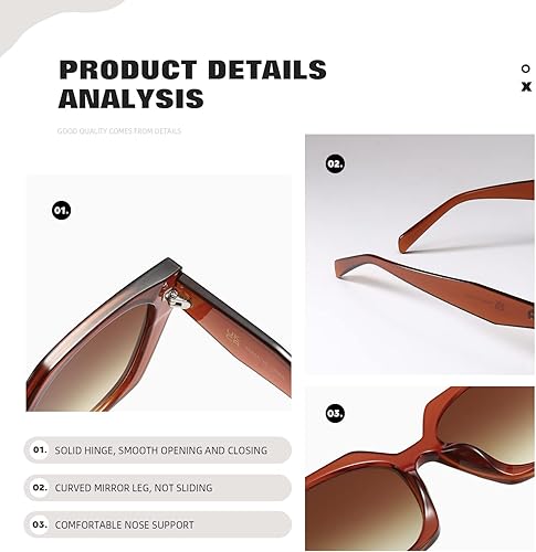 Miniatura 6 de TIANYESY Gafas de sol retro para mujeres y hombres, cuadradas, modernas, protección UV, gafas de sol
