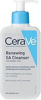 CeraVe Renewing Salicylic Acid Cleanser, Formulated With Hyaluronic Acid, Niacinamide, & Ceramides, Gentle BHA Exfoliating...