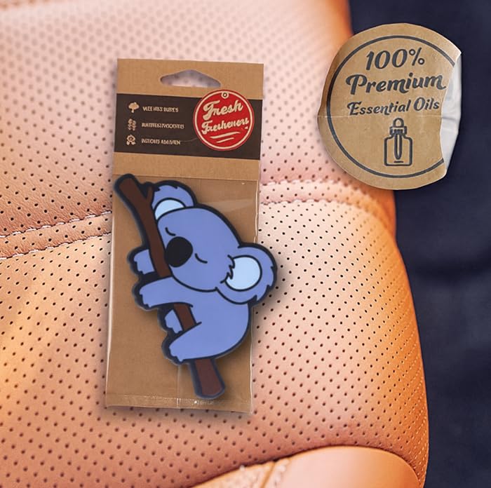 Image of Fresh Fresheners Cute and Funny Lazy Koala Car Air Freshener 4 Pack Scented with Premium Oils
