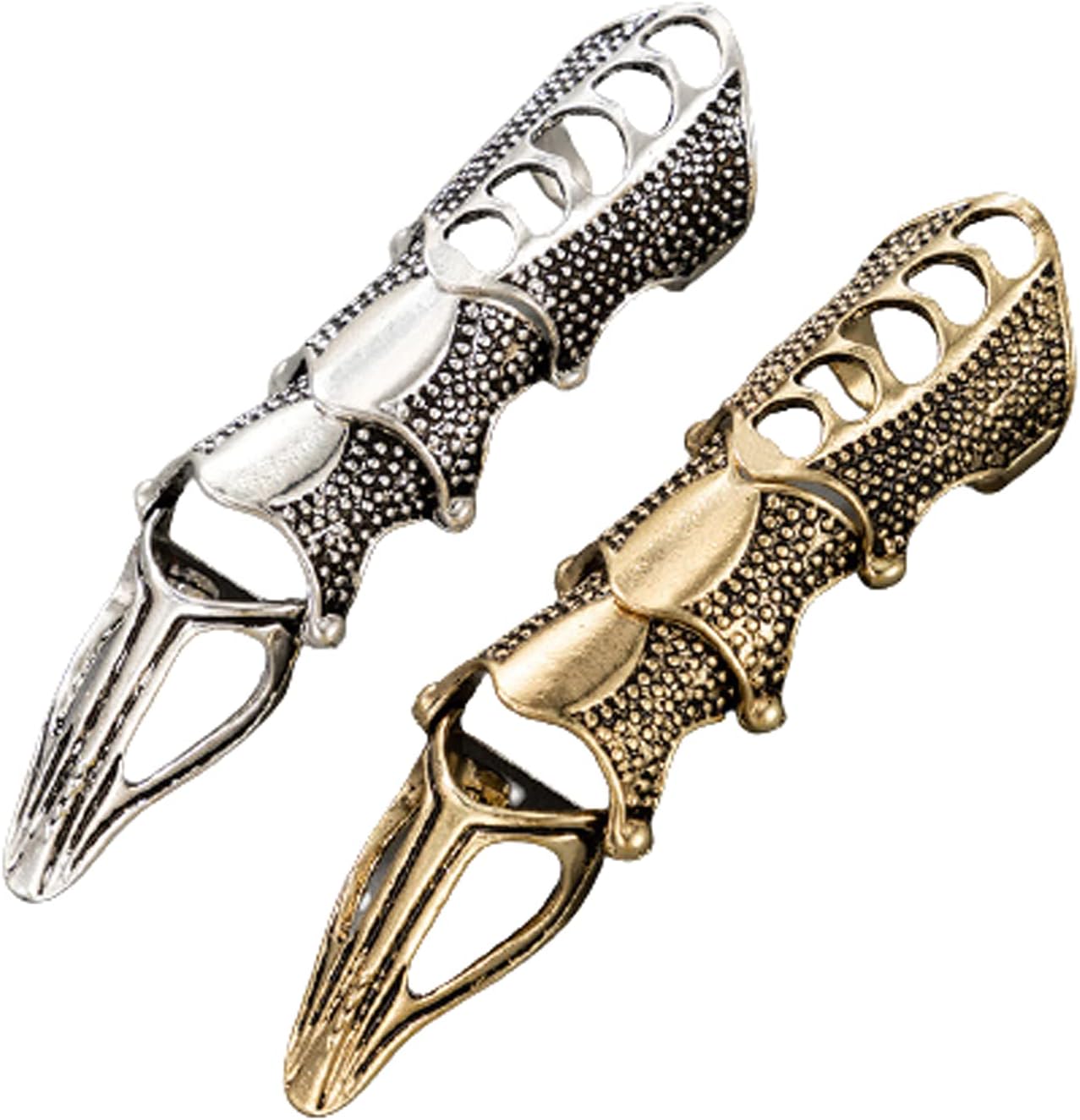 Vintage Dragon Knuckle Joint Full Finger Ring Adjustable Double Hinged Loops Long Rings Cool Punk Armour Animal Claw Loop Rings for Women Men Halloween Cosplay Costume Party Jewelry