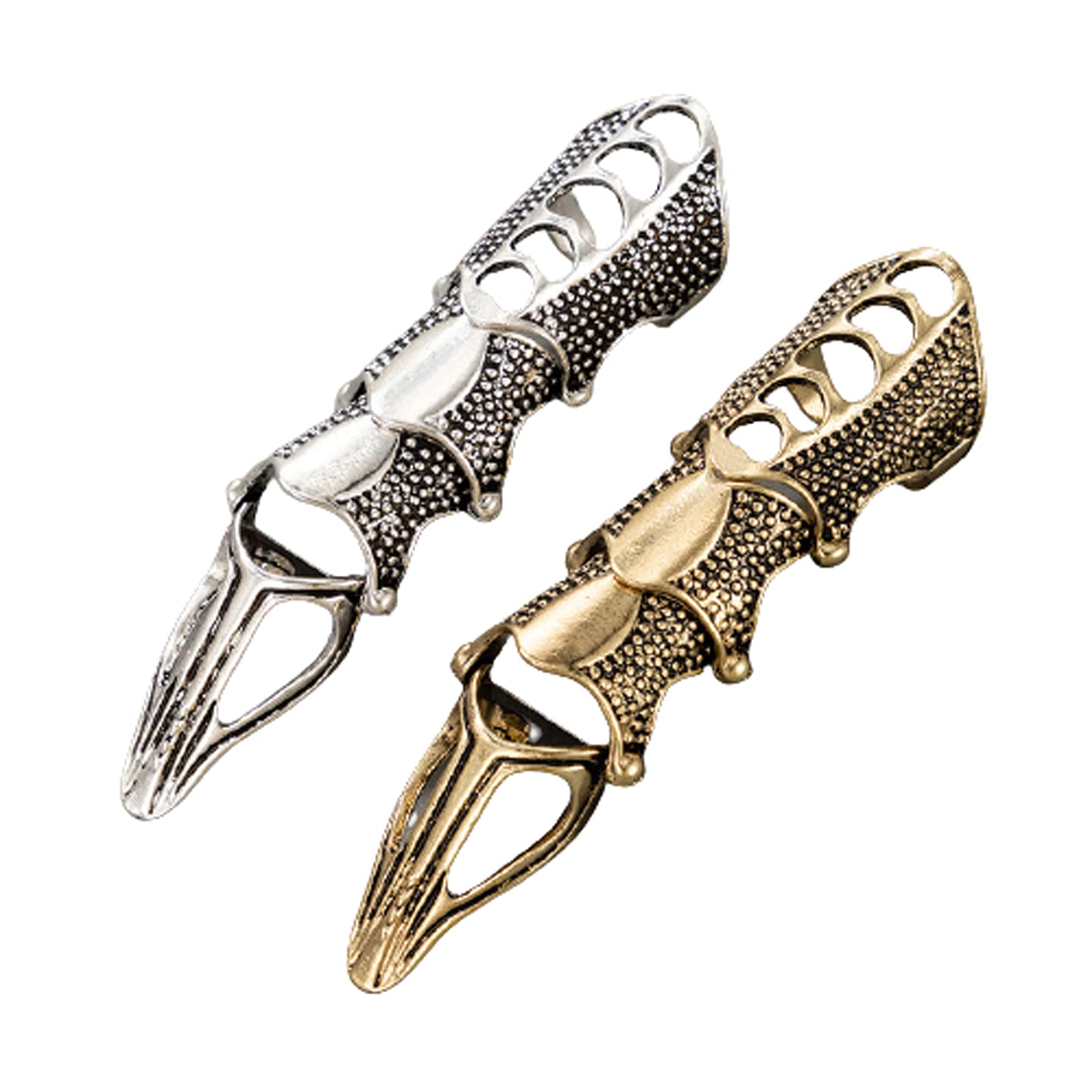 Vintage Dragon Knuckle Joint Full Finger Ring Adjustable Double Hinged Loops Long Rings Cool Punk Armour Animal Claw Loop Rings for Women Men Halloween Cosplay Costume Party Jewelry