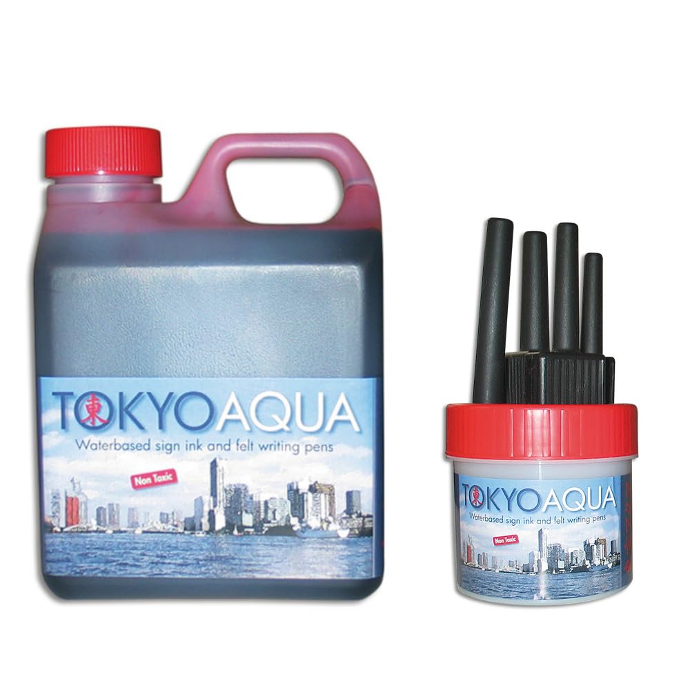 DisplayLager Tokyo Aqua zestaw farb do tabliczek 1 l, czerwony (zestaw pisaków filcowych i kolorów) do plakatów, wodoodporne, odporne na światło i promieniowanie UV