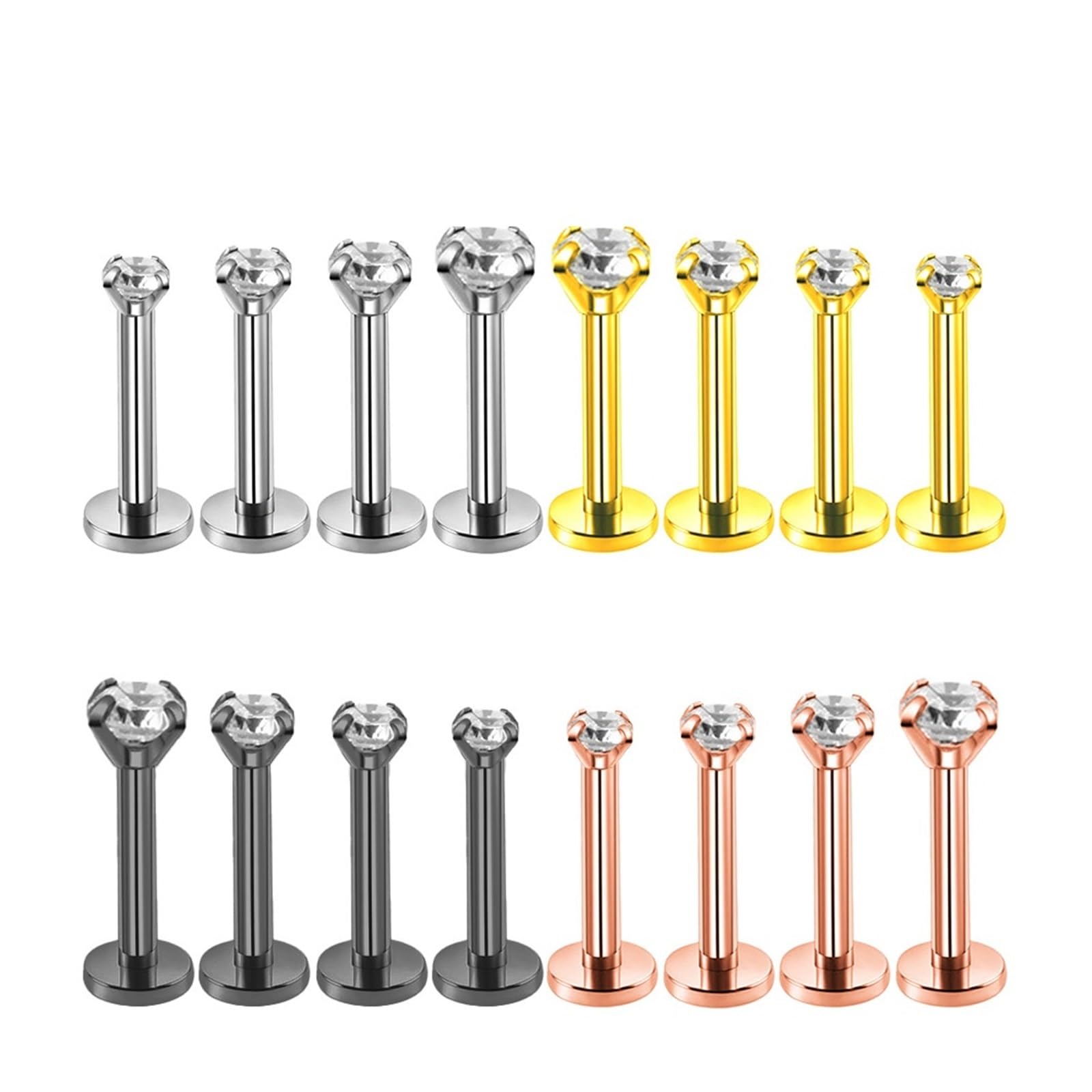 2/10 sztuk G23 ASTM F136 tytanu wewnętrznie gwint Piercing wargi nos Stud Labret zestaw kolczyków Tragus spiralna chrząstka biżuteria do ciała(1.2x8x4x4mm,10pcs Black)