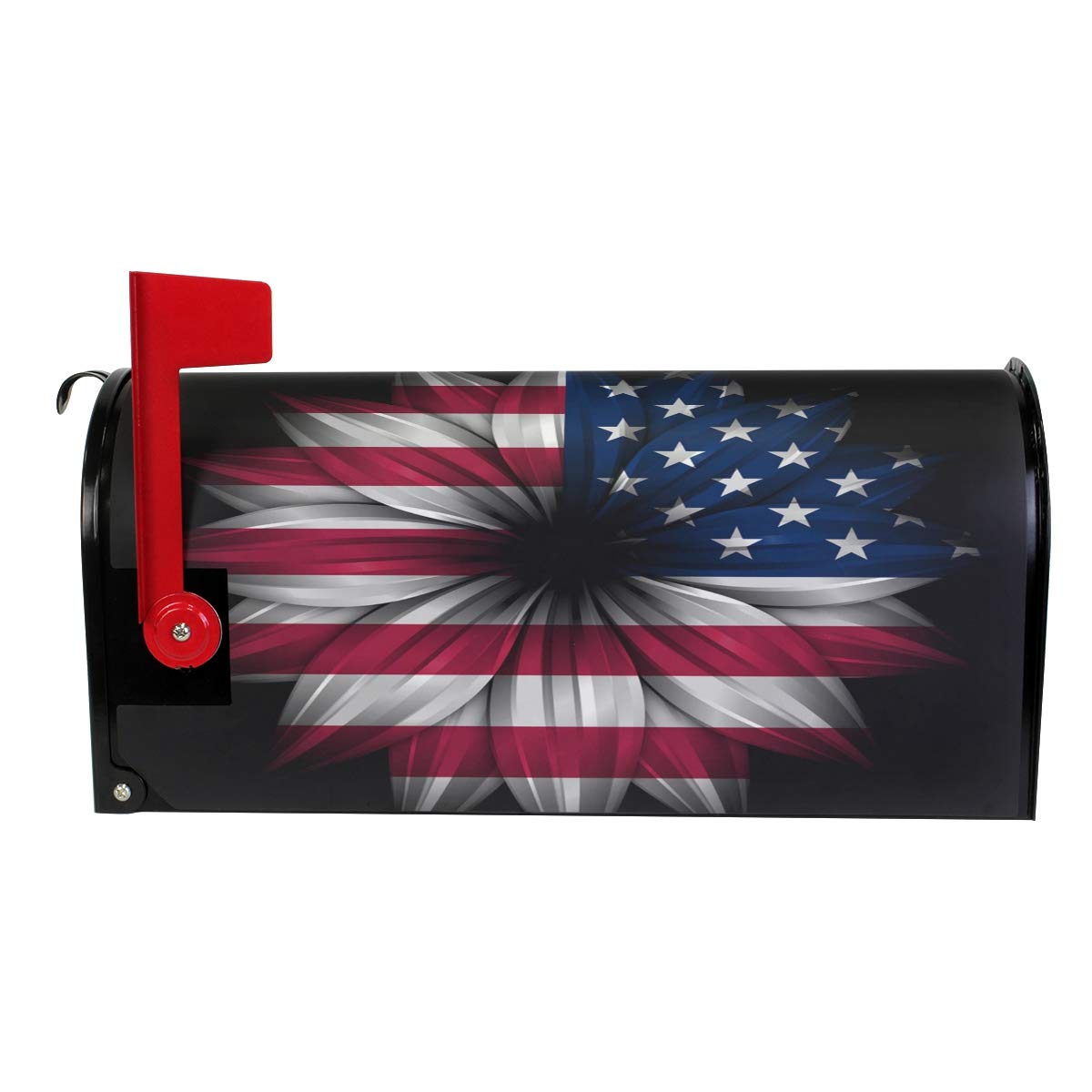 WOOR American Flag Magnetic Mailbox Cover Patriotic Floral MailWraps Garden Yard Home Decor for Outside Oversized-25.5