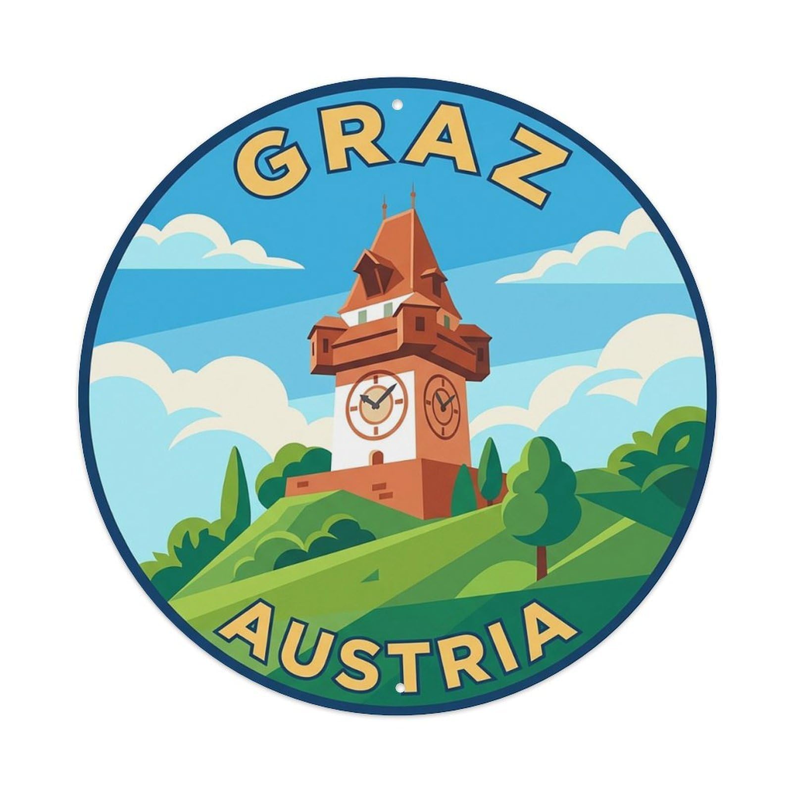 Vintage Travel Austria Graz Vintage Metal Tin Sign Plaque Wall Decor for Cafe, Club Bar, Office, Garden Metal Poster 8x8Inch