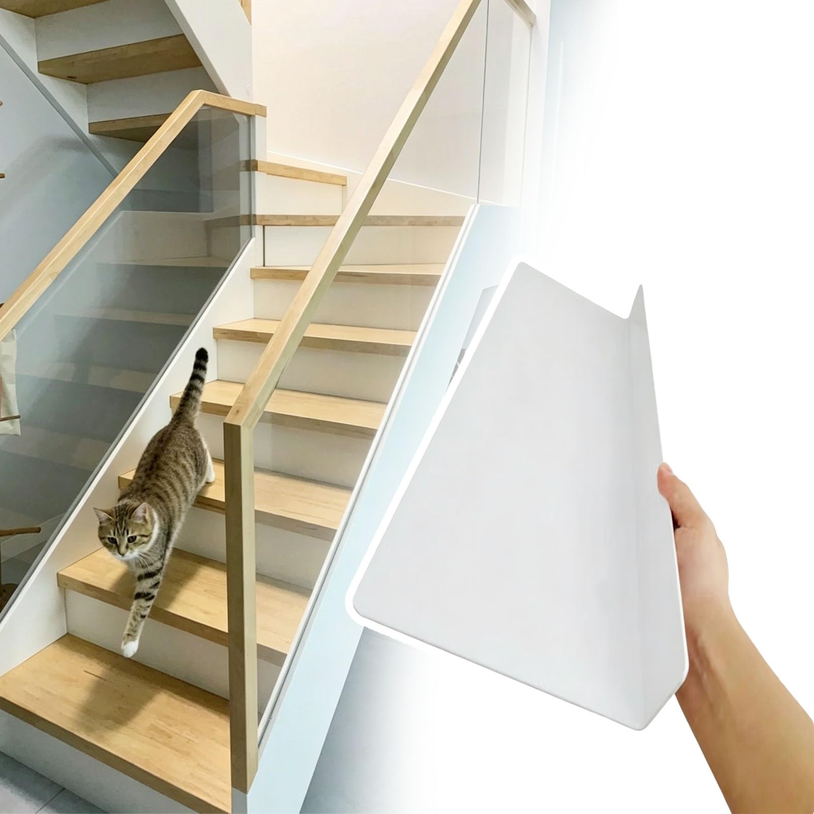 8 Pack White Stair Gap Blocker for Cats/Toys/Small Things, Cuttable Under Couch Blocker Stoppers, 2 4 6 8 10 12 in Tall Open Riser Stair Gap Barrier(32x4in (80x10cm))