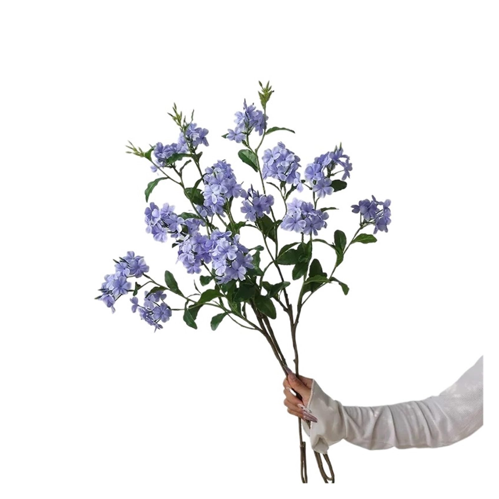 Casetlong 3Pcs/6Pcs Fake Silk Flowers Artificial Flower White Floral Stems For Arrangements Home Decor(3Pcs Blue Snowflake)