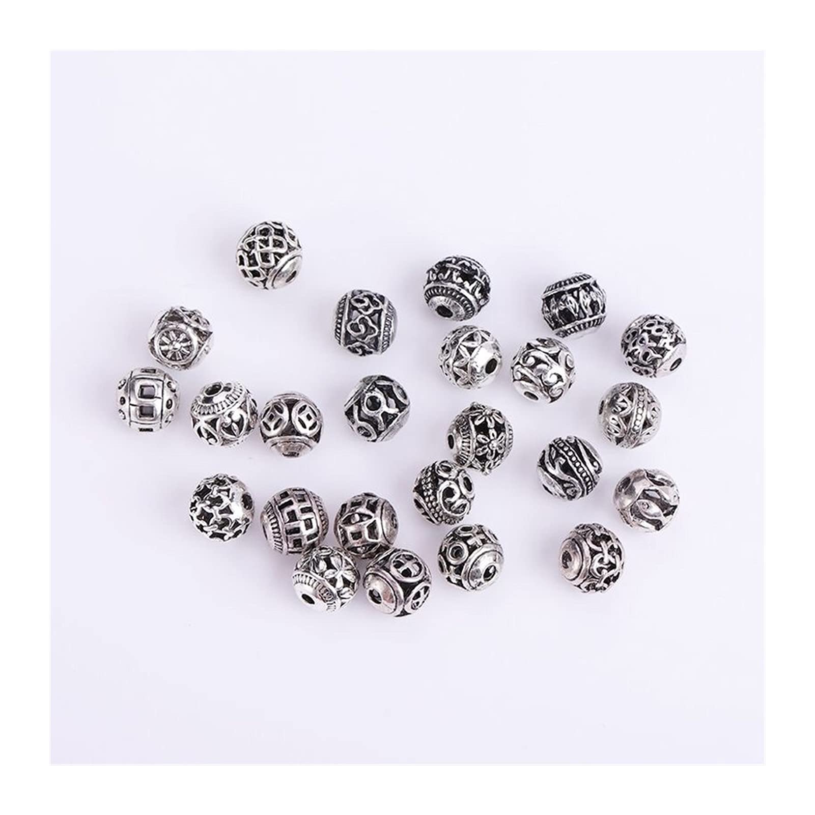 Lot De 30 Perles Entretoise Visage Homme En Métal Argenté Tibétain - Environ 12x10 Mm