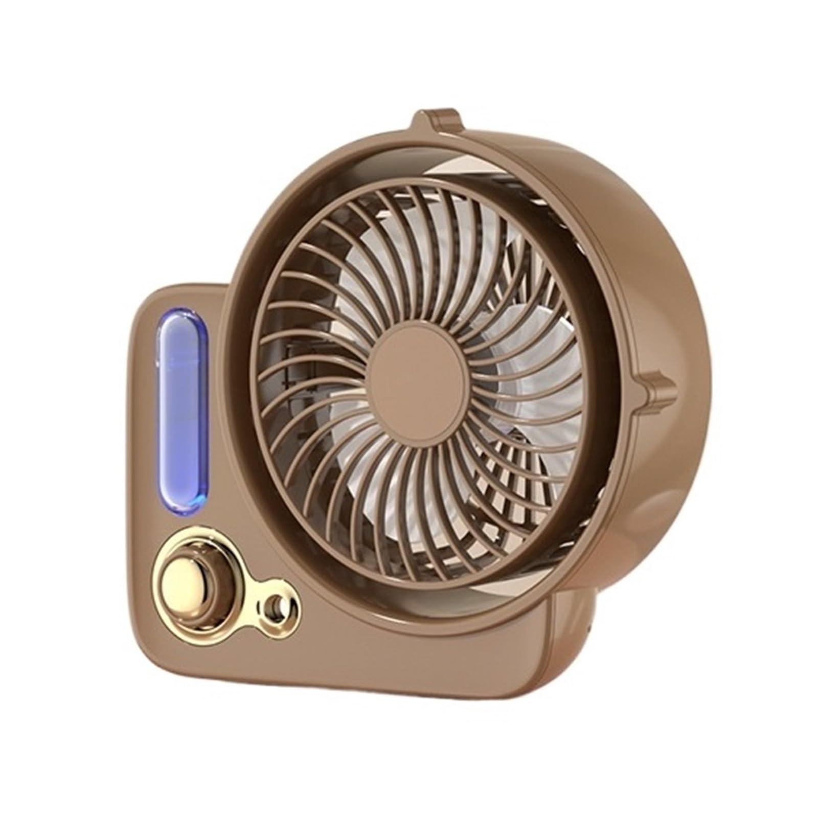 Portable Mini Desktop Fan Moving Head Dormitory Home Mute Rechargeable Airflow Comfort Refreshing Breeze(Brown)
