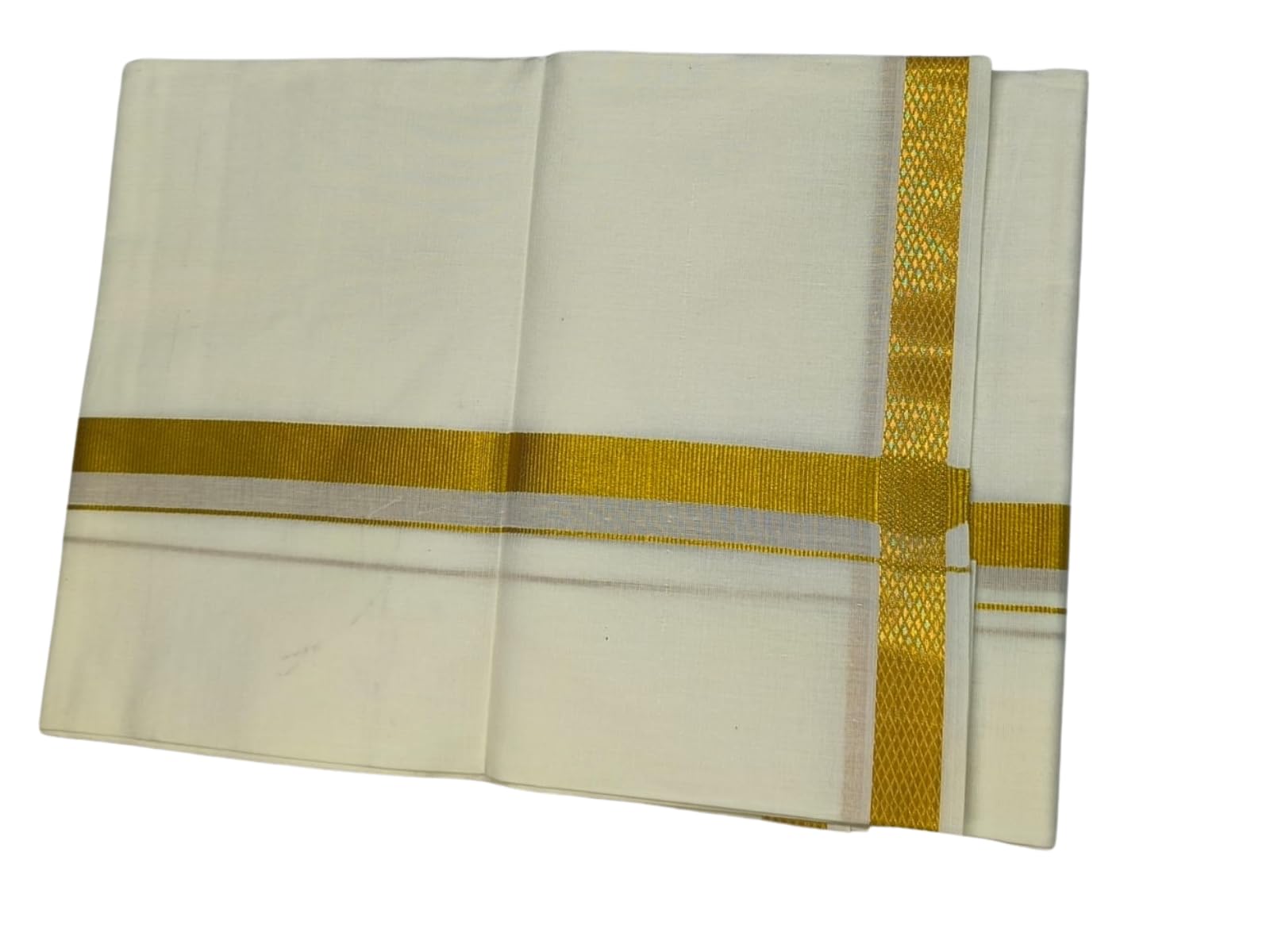 yadadri Shri Bhargavas| Men's Pure Cotton Traditional Cream Dhoti 2 Mtrs With Gold Zari Border (Pack of 1)-picture-32