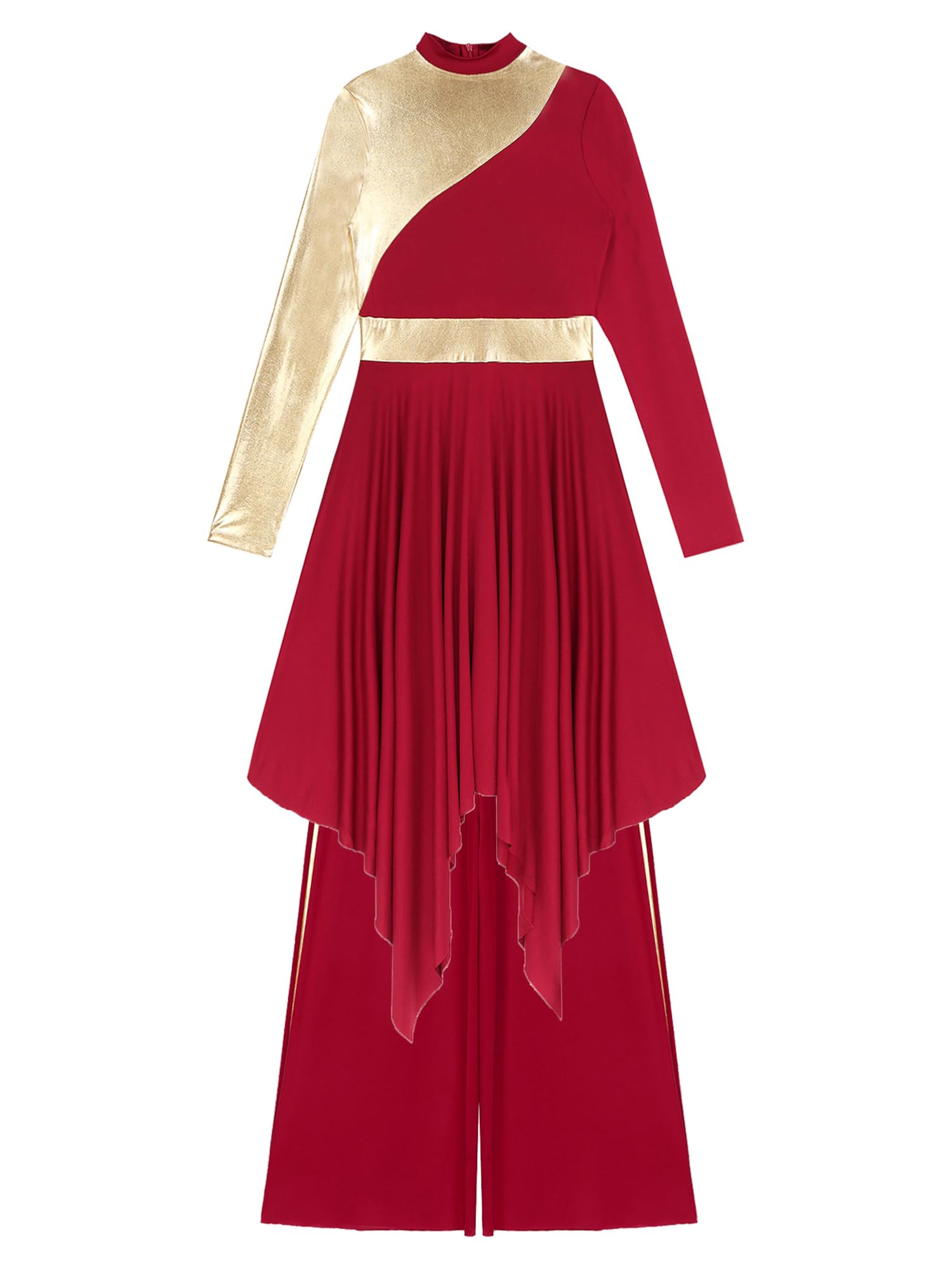 dPois Vestito da Donna per Danza Lirica Liturgico Contemporanea con Pantaloni a Gamba Larga Abito da Ballo Latino Moderno Valzer Tango Costume da Danza Samba Salsa