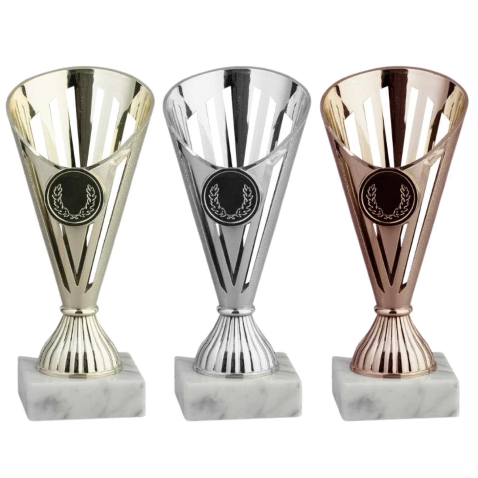 Tris di Premiazioni Personalizzate Coppe e Trofei Sportivi con Targhetta Inclusa Premio per Tutti Gli Sport e Riconoscimento o Fantacalcio