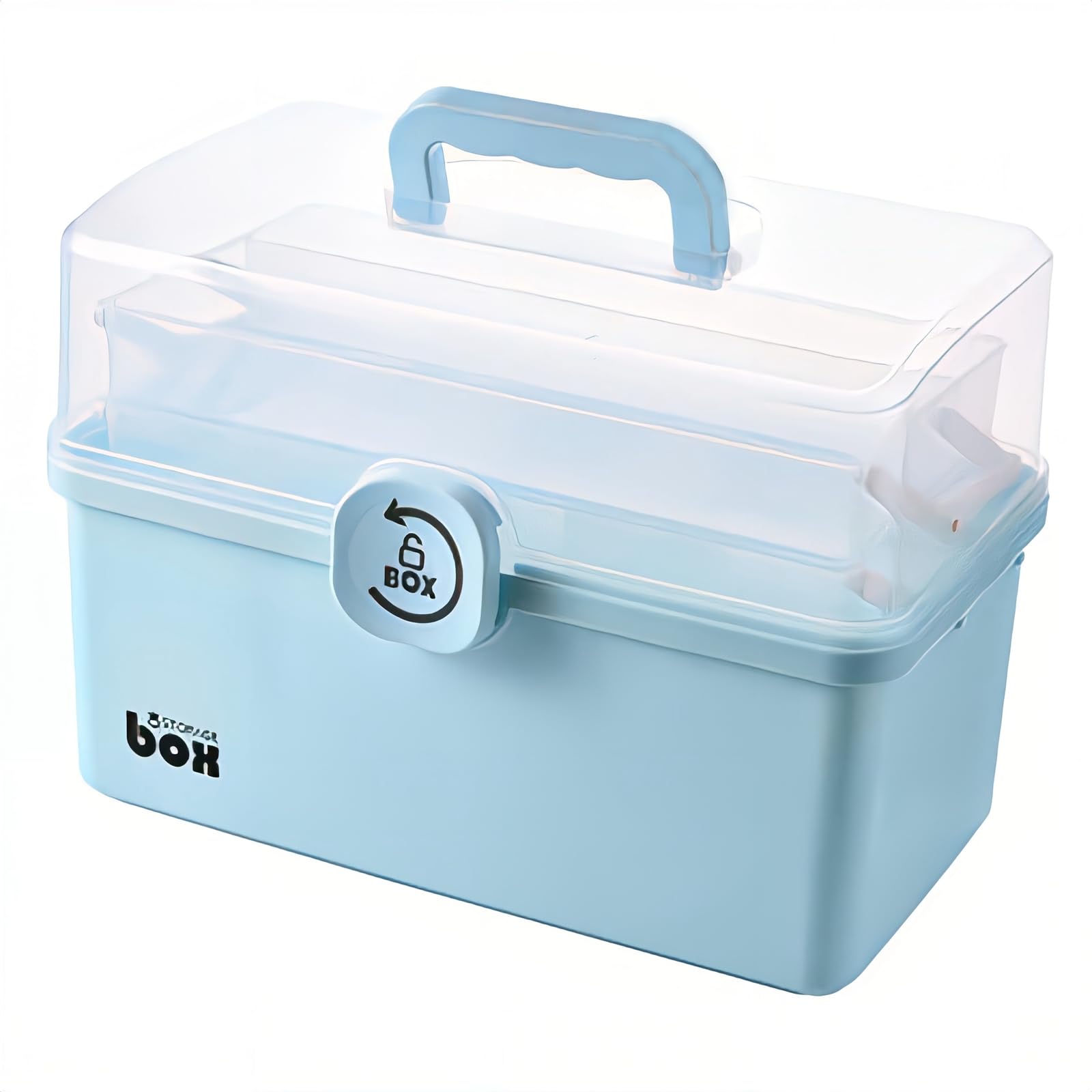 AouiSton Medicine Box, 2 Tier Medicine Organizer Box, Medicine Organizer, Portable Medicine Box, for Home and Outdoor (Blue)