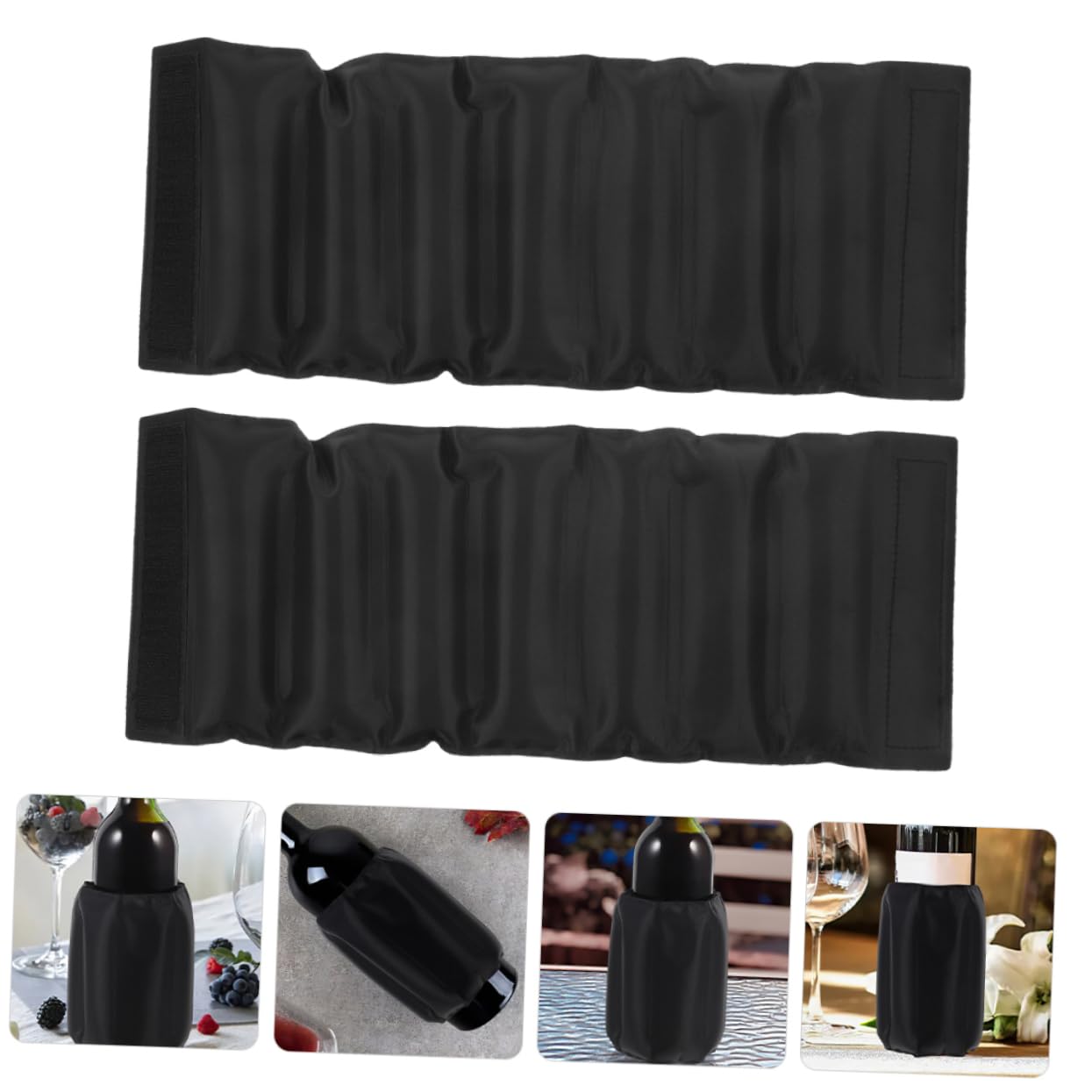 NAMOARLY 2pcs Cooler Black Gel Wine Cooler Sleeve Home Wine Bottle Cooler Polyester Cloth Wine Bottle Cooler